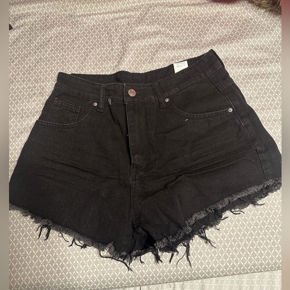 black jean shorts
